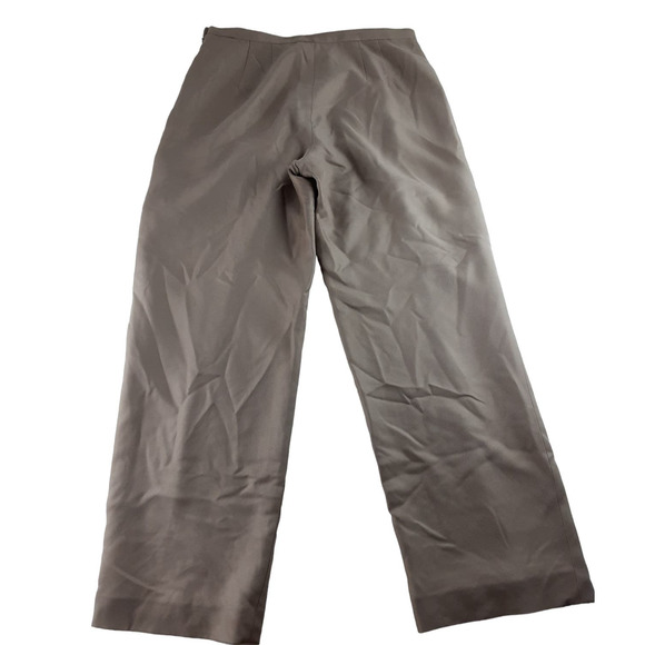 Vintage Talbots Women's Tan Khaki 100% Silk High Waist Straight Leg Pants 12 - Picture 3 of 10